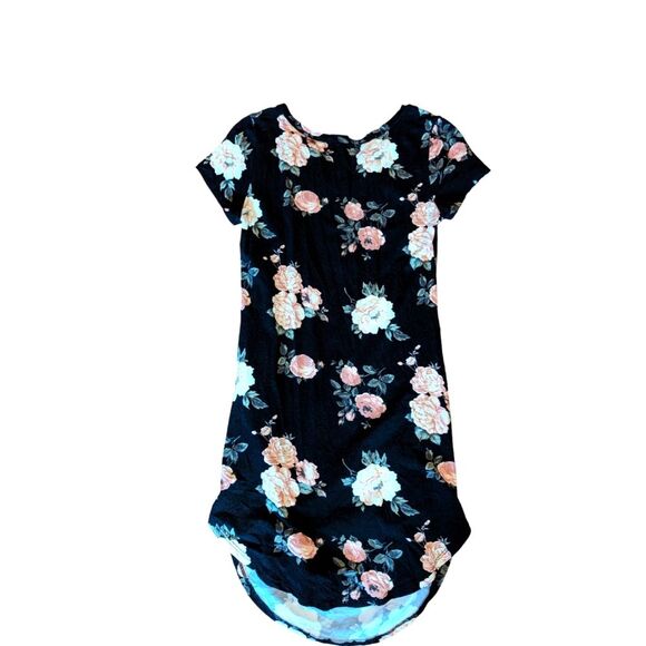 🛍️ BLACK & FLORAL  BODYCON DRESS SIZE XS - Picture 1 of 3